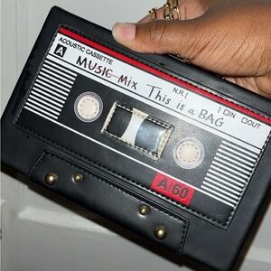 Black Cassette Tape Purse